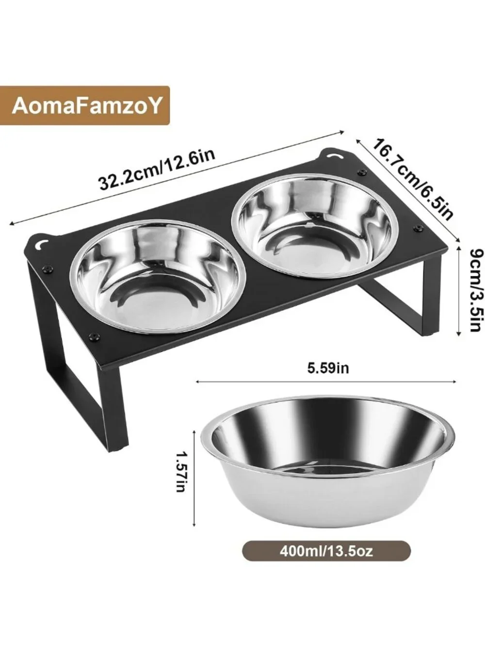 Elevated Cat Food & Water Bowls Set - 4 Stainless Steel Dishes with Cute Stand